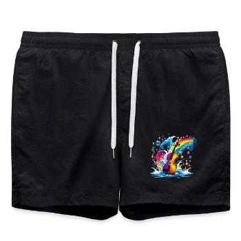 Fantastic violin in bright colors - Swim Trunks - black - Front - AI Model Male 185 light (185cm)
