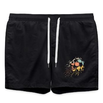retro football ball shredded vintage colors icon - Swim Trunks - black - Front - AI Model Male 185 light (185cm)