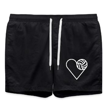 Volleyball Herz Liebe Volleyballer Beach Logo - Badeshorts - Schwarz - Vorne - AI Model Male 185 light (185cm)
