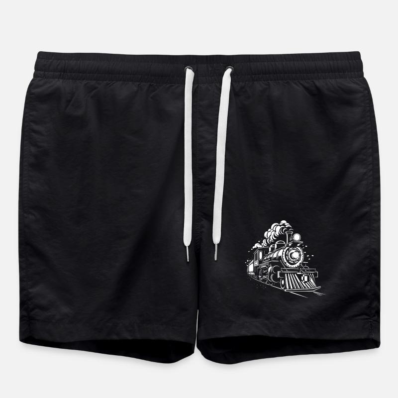 Dampflokomotive - Badeshorts - Schwarz