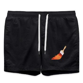 Pinceaux de peintre - Short de bain - noir - Devant - AI Model Male 185 light (185cm)