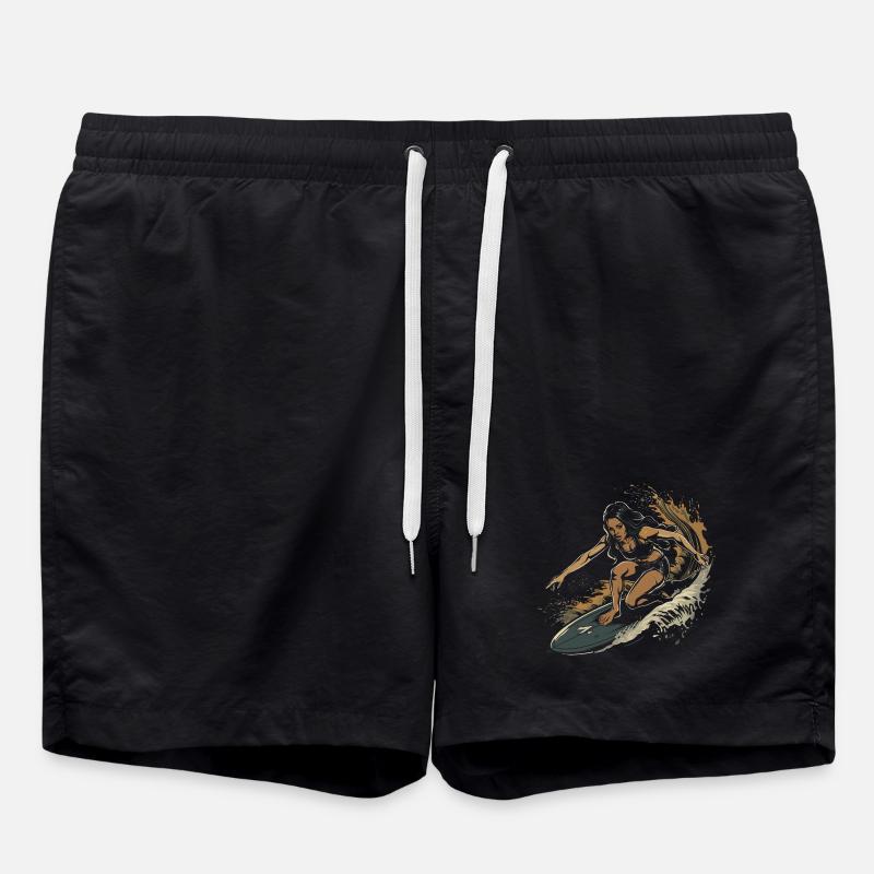 Surfer Graphic - Swim Trunks - black
