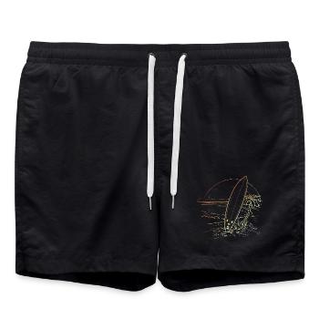 Surfing Sketch Retro - Swim Trunks - black - Front - AI Model Male 185 light (185cm)
