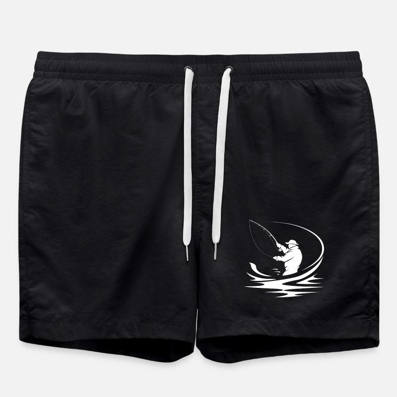 Angler Drawing - Swim Trunks - black