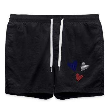 HEART. CHRISTMAS. COUPLE. VALENTINE'S DAY. JUST MARRIED. - Swim Trunks - black - Front - AI Model Male 185 light (185cm)
