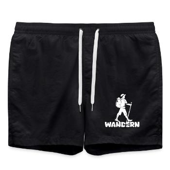 Randonnée Randonneur Plein air Nature Montagnes Icône Logo - Short de bain - noir - Devant - AI Model Male 185 light (185cm)