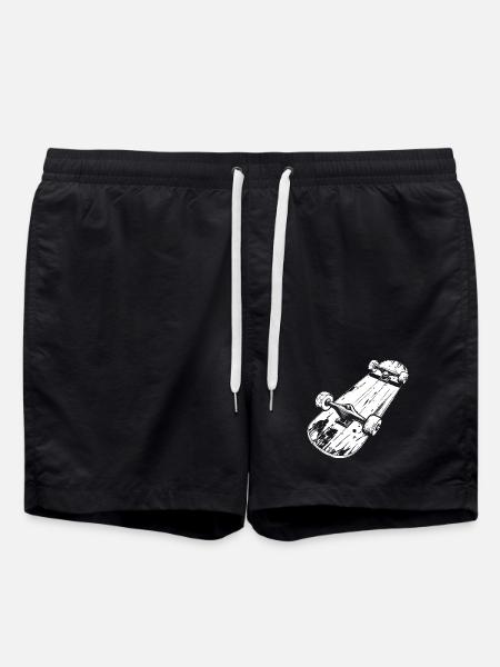 Skateboard Drawing - Swim Trunks - black