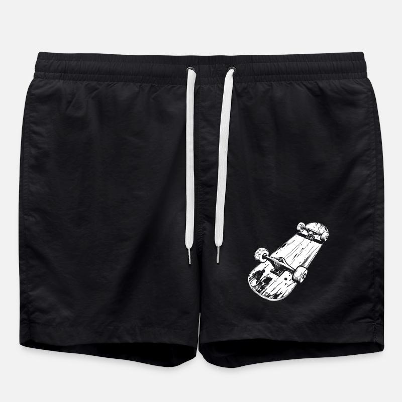 Skateboard Drawing - Swim Trunks - black