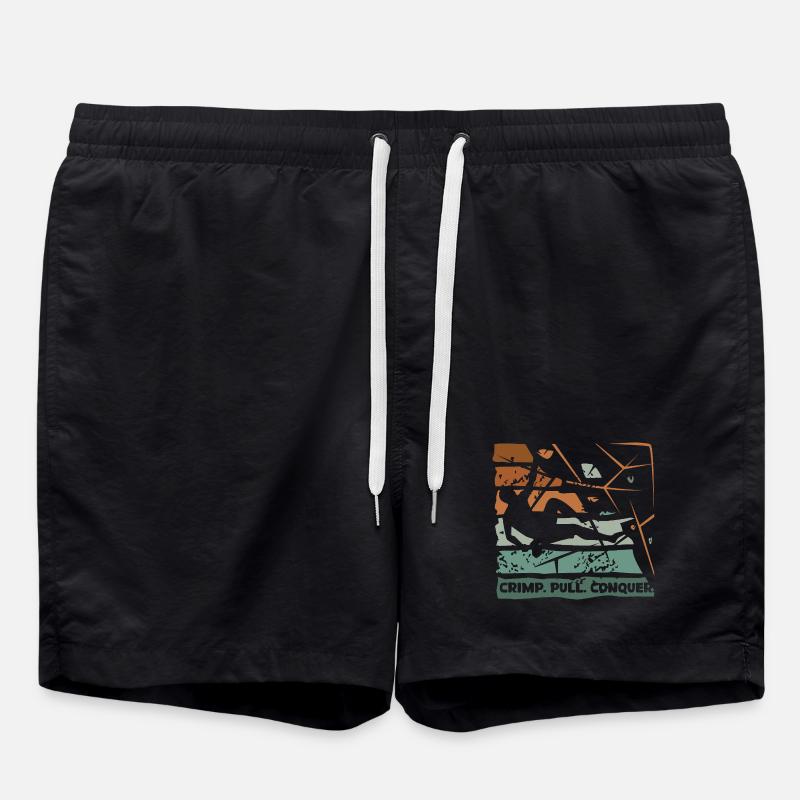 Bouldern – Crimp. Pull. Conquer. - Badeshorts - Schwarz