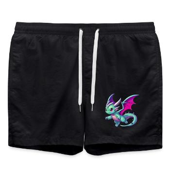 Drache - Badeshorts - Schwarz - Vorne - AI Model Male 185 light (185cm)