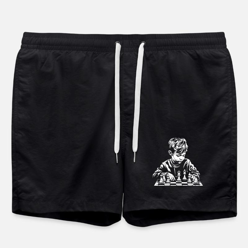 Chess Boy Sketch - Swim Trunks - black