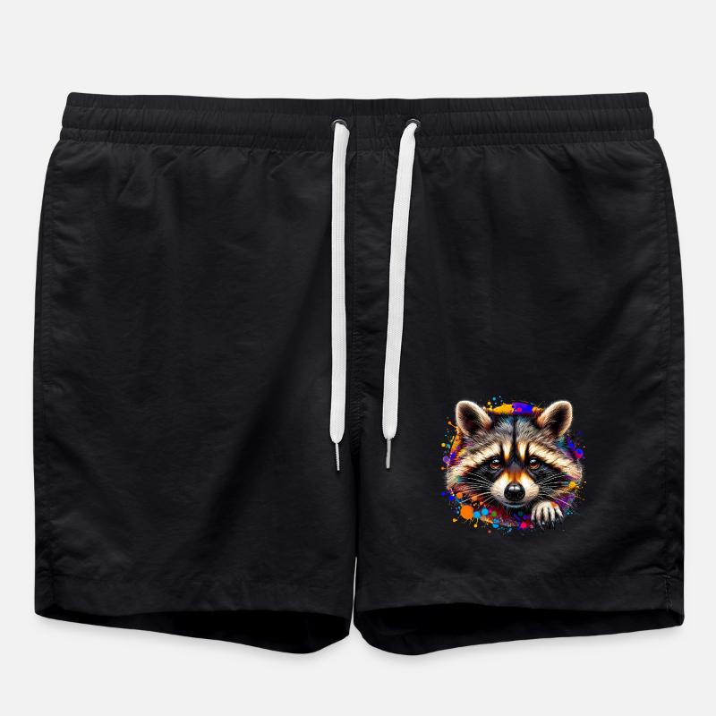 Waschbär - Badeshorts - Schwarz