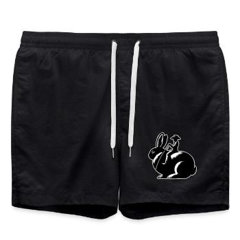 Rabbit Rider (design uniquement - avec contour, 3 couleurs) - Short de bain - noir - Devant - AI Model Male 185 light (185cm)