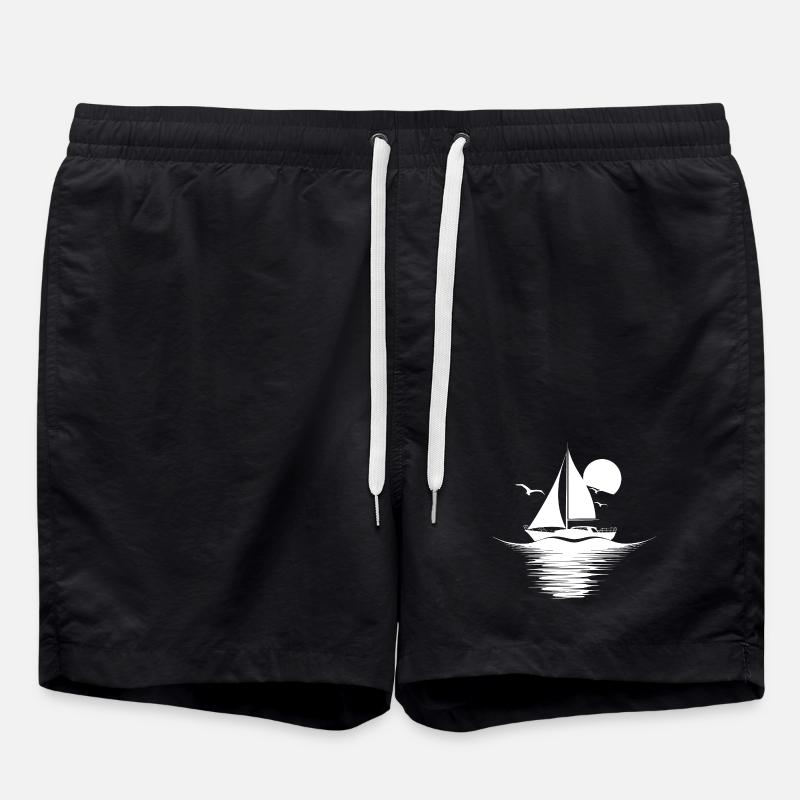 Sailing Drawing - Swim Trunks - black