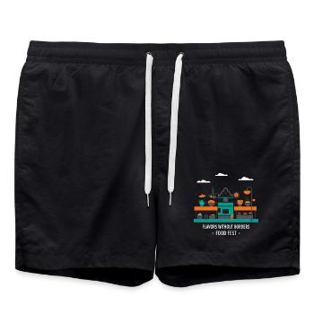 Street Food Festival - Badeshorts - Schwarz - Vorne - AI Model Male 185 light (185cm)