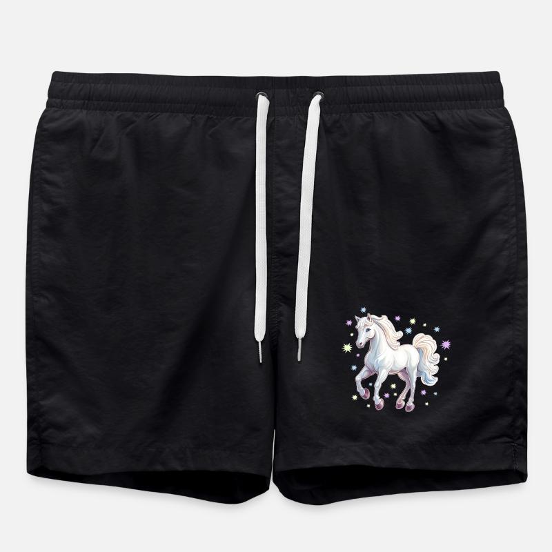 Pferd mit Sternen - Badeshorts - Schwarz