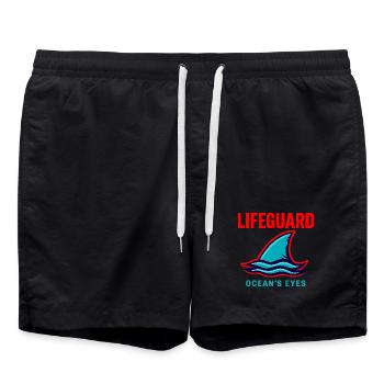 Rettungsschwimmer-Hemd Ocean Eyes - Badeshorts - Schwarz - Vorne - AI Model Male 185 light (185cm)