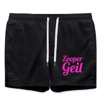 Zooper Geil – Déclaration en rose avec humour - Short de bain - noir - Devant - AI Model Male 185 light (185cm)