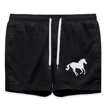 Cheval blanc au galop - Short de bain - noir - Devant - AI Model Male 185 light (185cm)