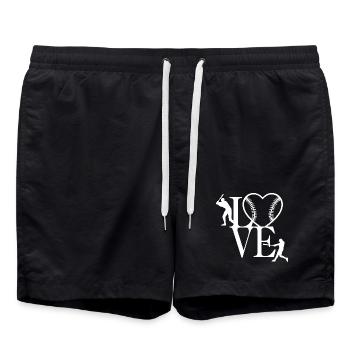 Coeur de baseball amour design pour les athlètes - Short de bain - noir - Devant - AI Model Male 185 light (185cm)