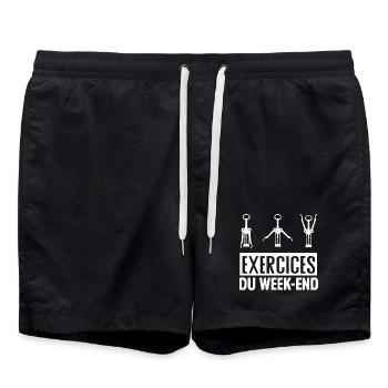 T shirt humoristique  Fin de Semaine - Short de bain - noir - Devant - AI Model Male 185 light (185cm)