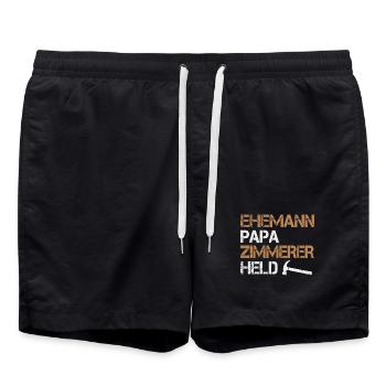 Ehemann Papa Zimmerer Held Zimmermann Handwerk - Badeshorts - Schwarz - Vorne - AI Model Male 185 light (185cm)