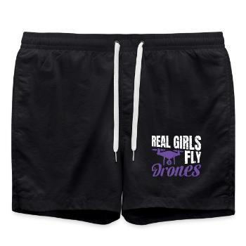 Real Girls fly Drones - Badeshorts - Schwarz - Vorne - AI Model Male 185 light (185cm)