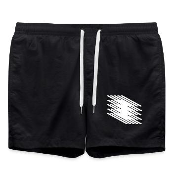 Motif de lignes dynamiques abstrait - Short de bain - noir - Devant - AI Model Male 185 light (185cm)