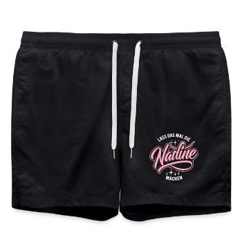 Laissez Nadine faire cela - jour du nom - Short de bain - noir - Devant - AI Model Male 185 light (185cm)