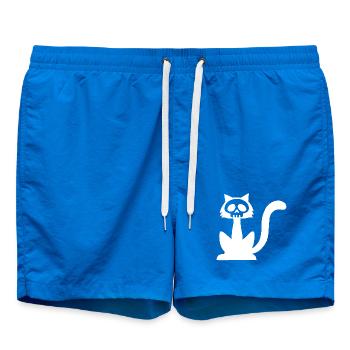 White Cat Skull - Swim Trunks - cobalt blue - Front