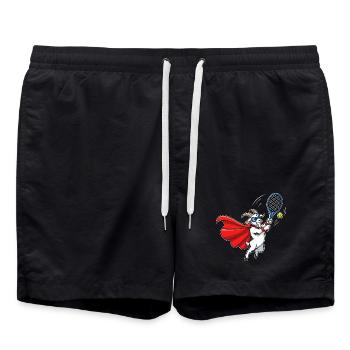 Tennis chèvre super-héros avec raquette et balle - Short de bain - noir - Devant - AI Model Male 185 light (185cm)