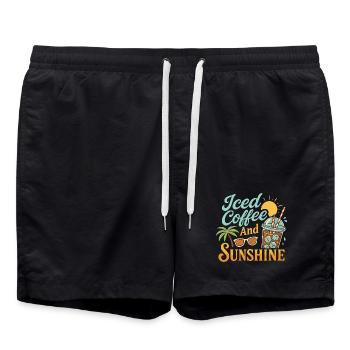 Iced coffee and sunshine - Swim Trunks - black - Front - AI Model Male 185 light (185cm)