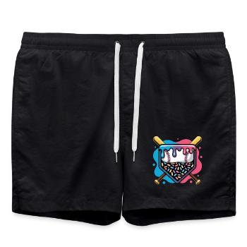 Beignet de plaque de baseball avec pépites - Short de bain - noir - Devant - AI Model Male 185 light (185cm)
