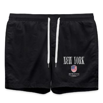 New York USA, souvenir New York - Swim Trunks - black - Front - AI Model Male 185 light (185cm)