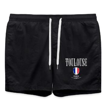 Toulouse, Frankreich, minimalistisches, elegantes Design - Badeshorts - Schwarz - Vorne - AI Model Male 185 light (185cm)