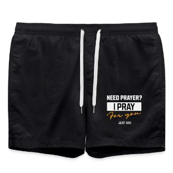 Je prie pour toi Message de prière - Short de bain - noir - Devant - AI Model Male 185 light (185cm)