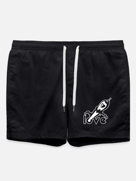 Love Rocket – Heart Space Space Design - Swim Trunks - black