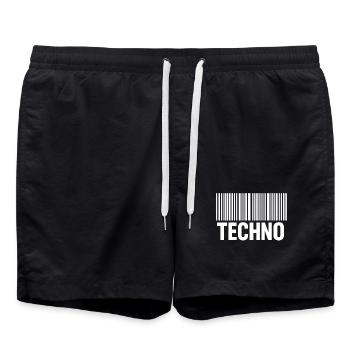 Modèle de code-barres techno - Short de bain - noir - Devant - AI Model Male 185 light (185cm)