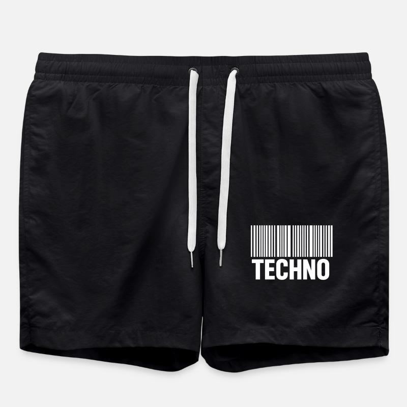 Techno Barcode Pattern - Swim Trunks - black