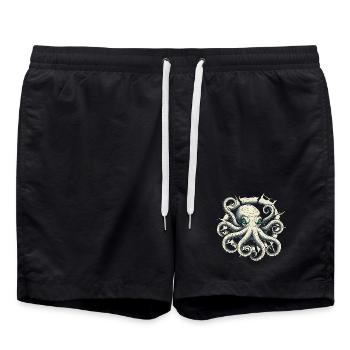 Pieuvre sortant de la fissure - tentacule de pieuvre - Short de bain - noir - Devant - AI Model Male 185 light (185cm)