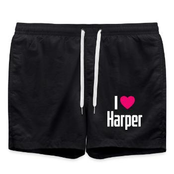 I Love Harper Pink Heart I Love Harper - Swim Trunks - black - Front - AI Model Male 185 light (185cm)