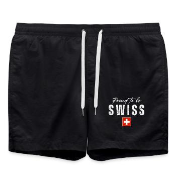 Schweizer Pride, Schweizer Flagge - Badeshorts - Schwarz - Vorne - AI Model Male 185 light (185cm)