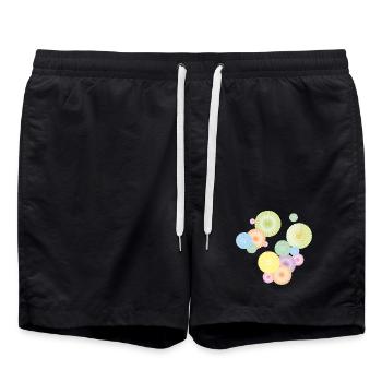 Pastell-Rosetten – dekorative Fächerstruktur - Badeshorts - Schwarz - Vorne - AI Model Male 185 light (185cm)