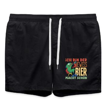 Ich bin der Beweis - Bier macht schön - Badeshorts - Schwarz - Vorne - AI Model Male 185 light (185cm)