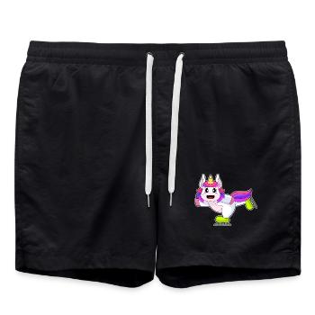 Einhorn Eislaufen Schlittschuhe Wintersport - Badeshorts - Schwarz - Vorne - AI Model Male 185 light (185cm)