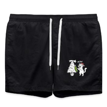 Amusement félin de Noël avec du concombre - Short de bain - noir - Devant - AI Model Male 185 light (185cm)