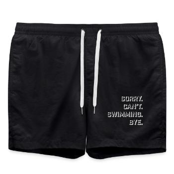 Sorry Can't Swimming Bye Schwimmer Ausrede Humor - Badeshorts - Schwarz - Vorne - AI Model Male 185 light (185cm)