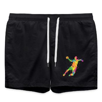 Colorful handball player Handball player Handball - Swim Trunks - black - Front - AI Model Male 185 light (185cm)