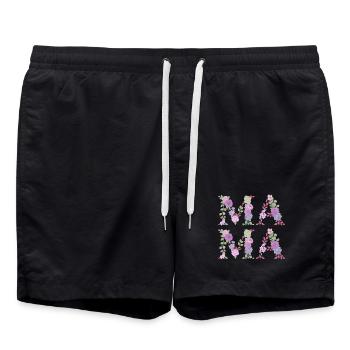 Mom Floral Floral Font Best Mom Mother's Day - Swim Trunks - black - Front - AI Model Male 185 light (185cm)
