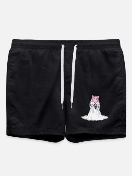 Pig Bridal Bouquet Wedding - Swim Trunks - black